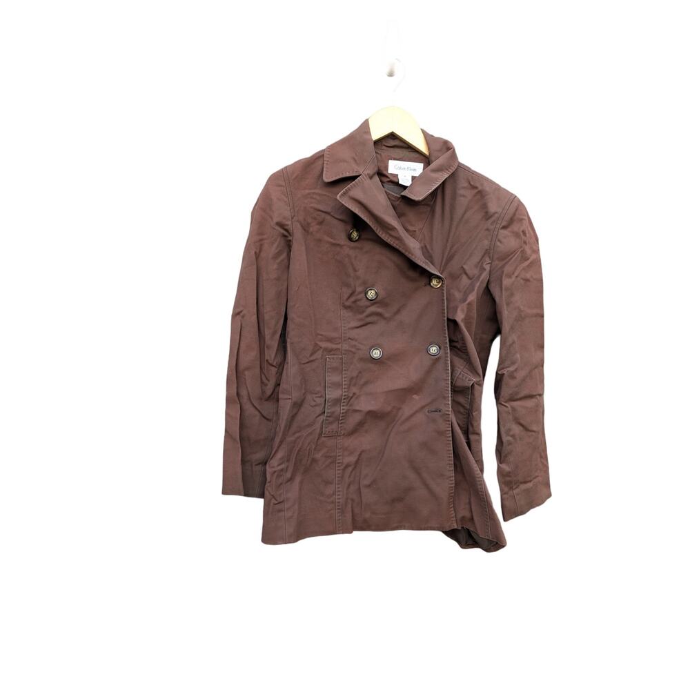 Vintage Brown Calvin Klein Pea Coat Women's M Damaged Rugged Hiking Outdoor
